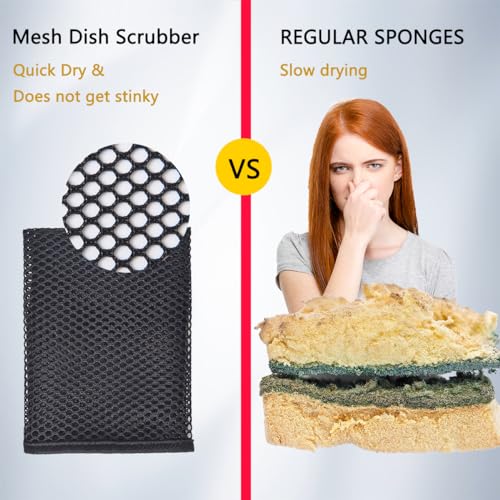 Premium Mesh Dish Cloths for Kitchen, Quick Drying Kitchen Washing