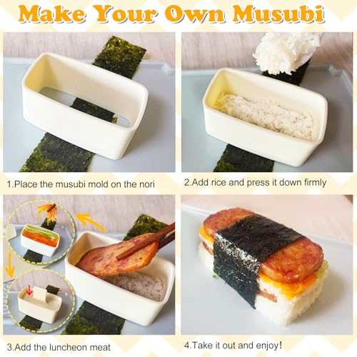 TAORISH Musubi Press Mold Kit - 7-Piece Hawaiian Sushi & Onigiri Maker with Slicer & Rice Paddles