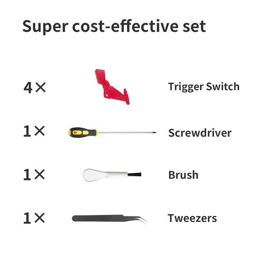 Hather 4-Pack Upgraded Trigger Switch Button Replacement for Dyson V10, V11, SV12, SV14 - Includes Extended Screwdriver Tool Set
