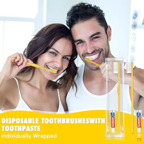 HOFASON Disposable Travel Toothbrush Set with Toothpaste 10 Pack