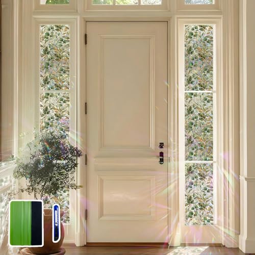 3D Rainbow Stained Glass Window Film with Tools - Green Leaf, 11.02" x 78.74"