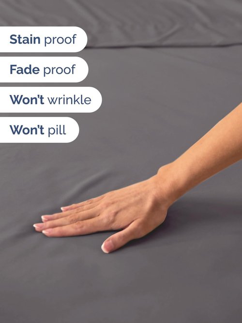 Extra Deep Queen Sheet Set - 4 Piece Breathable Cooling Bed Sheets - Fits 18-24 Inch Mattresses - Ultra Soft, Wrinkle-Free Dark Grey
