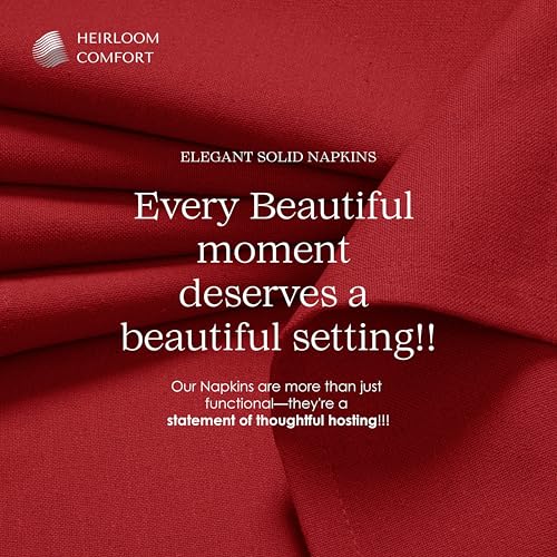 Red Cloth Napkins 17 x 17 Inch Set of 12 - Soft, Absorbent, Reusable Table Linens