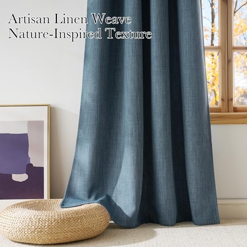 NICETOWN Linen Mist Blue Room Darkening Curtains 42"W x 63"L, Pack of 2