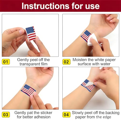 Patriotic Red White and Blue Glitter Freckle Face Tattoo Stickers 12Pcs