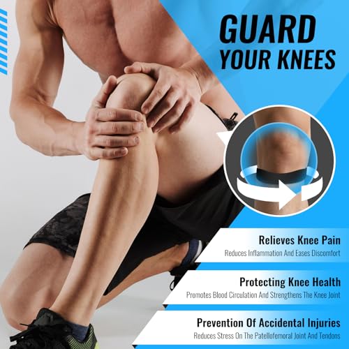2PCS Patella Band, Patellar Tendon Support Strap for Knee Pain and Tendonitis, Knee Brace for Women & Men, Patella Support Strap for Soccer, Basketball, Running, Tennis, Lightweight Patella Stabilizer for Left & Right Knee - Black