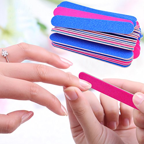 Wobe 100Pcs Double Sided Nail Files Mini Emery Boards for Manicure