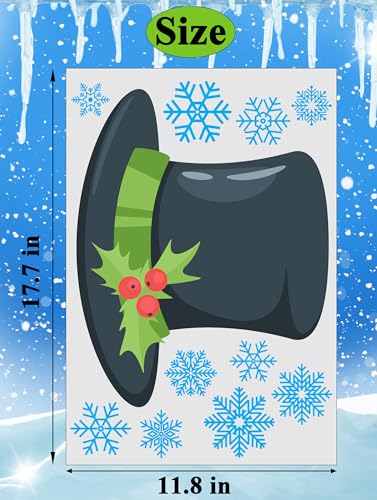 Christmas Snowman Door Stickers Set with Snowflakes - Holiday Wall Decals for Windows, Doors, Fridge