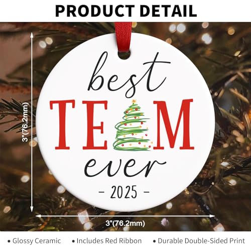 Team Appreciation Christmas Ornament - Double-Sided Ceramic Gift