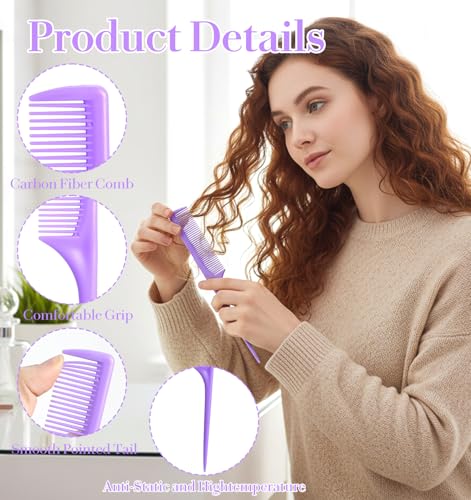 Thrymme 6 Pcs Rat Tail Comb Set for Hair Parting and Styling