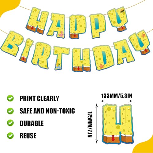 Cartoon Yellow Happy Birthday Banner - Fun Party Decoration
