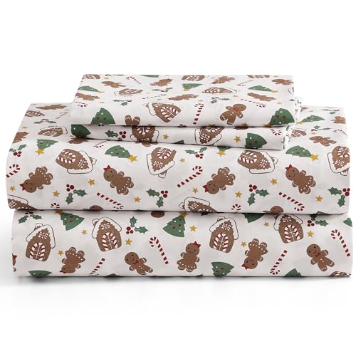 Gingerbread King Sheet Set - 4-Piece Microfiber Holiday Bedding with Deep Pockets