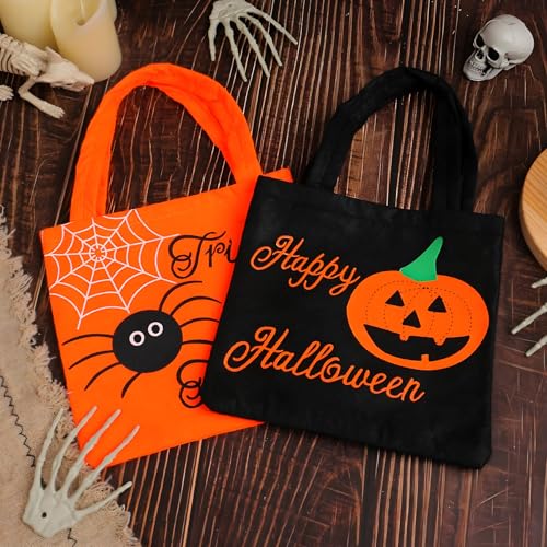 Halloween Trick or Treat Bags - 2 Pack Pumpkin & Spider Candy Holders