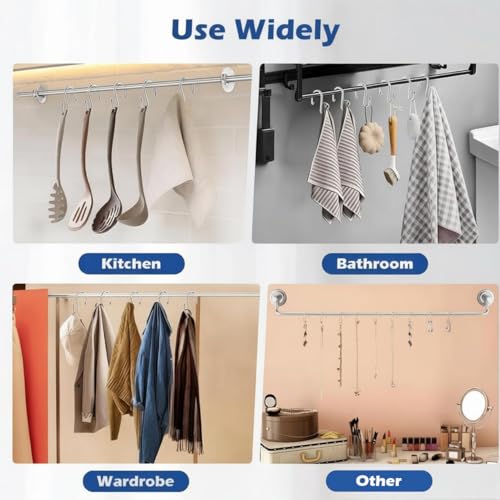 Resze Heavy Duty S-Shape Shower Curtain Hooks - Rustproof Metal Rings, 12 Pack