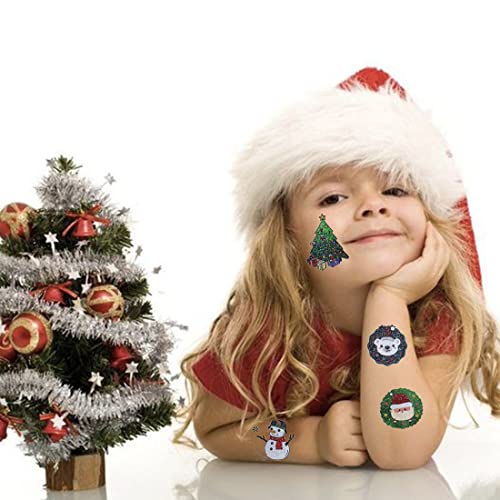 CHARLENT Glitter Christmas Temporary Tattoos for Kids 12 Sheets