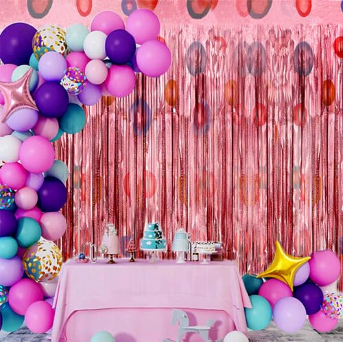 2 Pack Tinsel Foil Fringe Curtains 3.3ft x 8.2ft for Parties