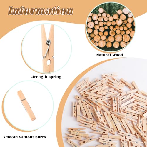 100 Pcs 1.77-Inch Wooden Clothespins - Natural Craft Pegs for Photo Displays