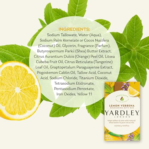Yardley London Lemon Verbena Moisturizing Bath Bar with Shea Butter 4.25 oz