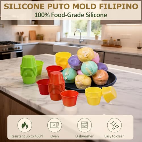 24 Pcs Silicone Puto Mold Cups - BPA-Free & Non-Stick for Kutsinta