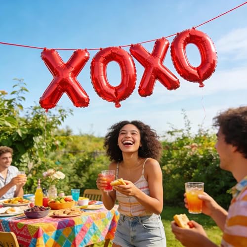 6-Pack XOXO Red Heart & Letter Balloons for Valentine's Day