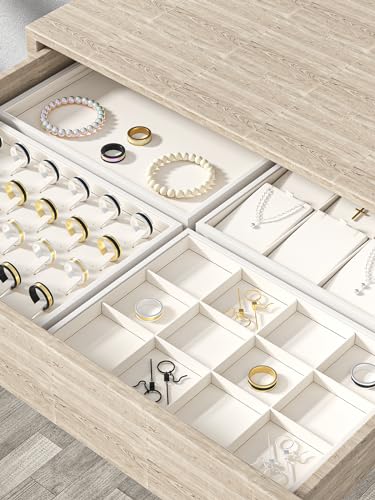 Ausalivan Velvet Jewelry Drawer Organizer Tray, 6-Grid Storage Insert