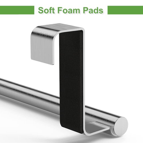 9" Over The Cabinet Towel Bar Holders, Handing Towel and Washcloth Rack for Bathroom and Kitchen, Stainless Steel, 2 Pack (Sliver)