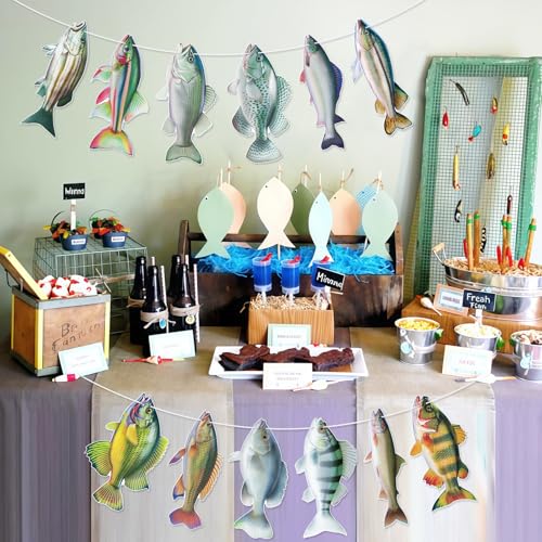 Gone Fishing Party Decorations - 12 Freshwater Fish Banner Set