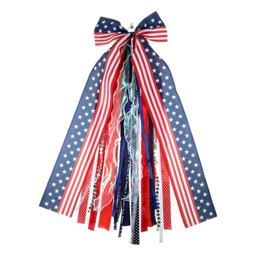 Patriotic 29.5 Inch Wreath Sash with Clip-On Star for 4th of July