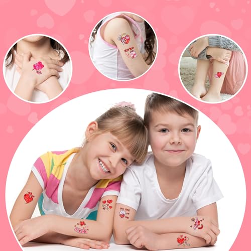 Partywind Glitter Valentine's Day Temporary Tattoos for Kids, 204 Sheets