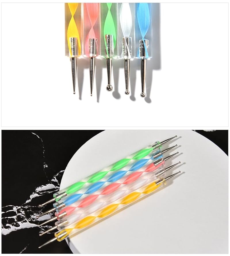 Siyuwuro 5-Piece Double-Ended Nail Art Dotting Pen Set