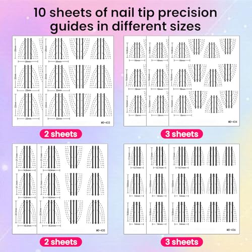 ESUOHYM 10 Sheets French Tip Nail Guide Stickers & Stencils for Manicure