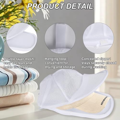 Baseball Cap Washing Bag - 2pcs Soft Mesh Cage for Machine Wash