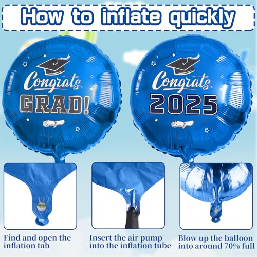 LERCTH 2025 Graduation Balloons Set Blue & Gold Foil and Latex