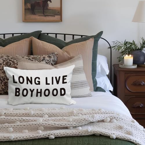 Long Live Boyhood Throw Pillow Cover 12x20 - Boys Room Decor