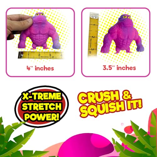 JA-RU Mighty Ape Stretchy Squishy Toy, 3.5-inch Stress Relief Gorilla