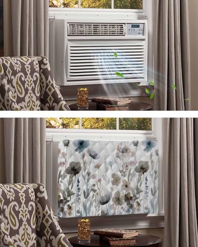 Falaniique 28x20x3.5 Watercolor Floral Indoor AC Cover with Double Insulation, Waterproof & Adjustable - Saddlebrown