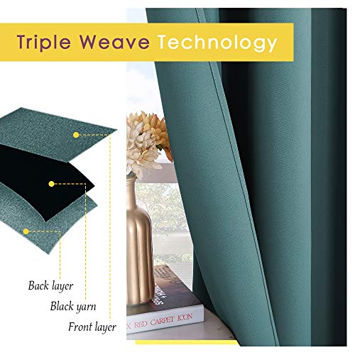 NICETOWN Blackout Curtains, Sea Teal 34"W x 40"L Grommet Drapes (Set of 2)