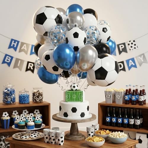 Football Party Balloon Set - 70Pcs Soccer Decorations with Foil Balloons
