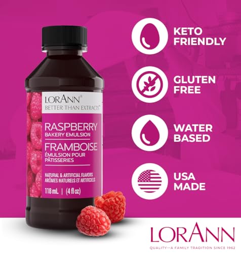 LorAnn Raspberry Emulsion for Baking - Gluten-Free Flavoring, 4 Fl Oz