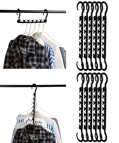 Mr. Pen Space-Saving Plastic Hangers Set - 12 Multi-Use Hangers with 6 Slots & 360° Rotating Hooks
