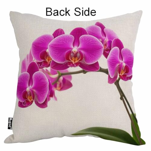 Mugod Floral Dendrobium Throw Pillow Cover, 18x18 Inch Cotton Linen