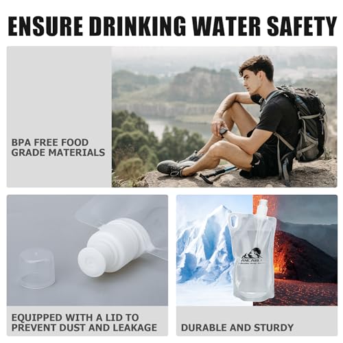 Ancable 1L Collapsible Water Bottles - 3-Pack Reusable Travel Gear