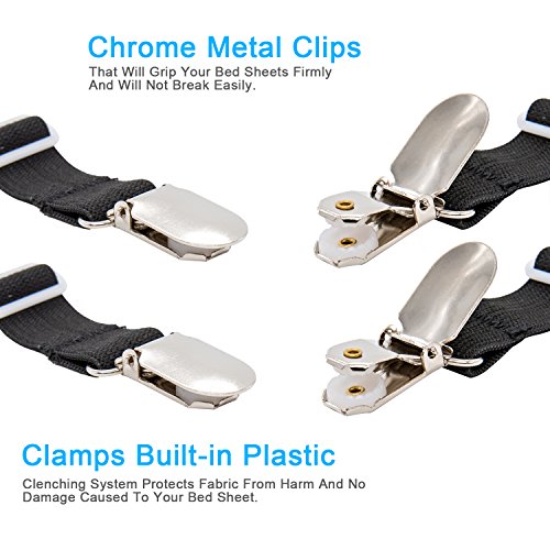 BetyBedy 4Pcs Adjustable Bed Sheet Fasteners Suspenders - Straight Style