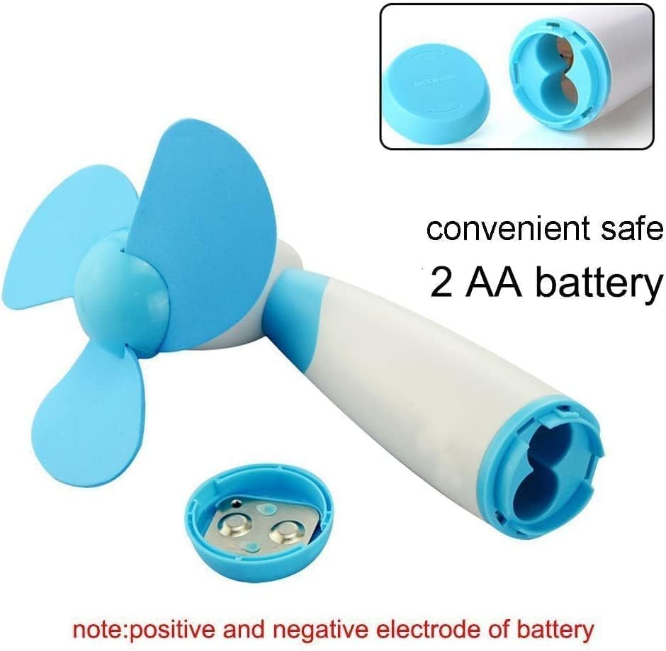 Skiennix Mini Handheld Fan - Portable Battery-Powered Fan with Soft Foam Blades | Blue