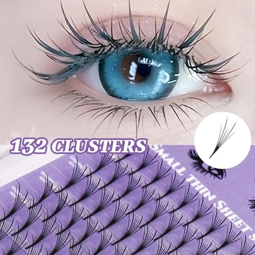 Dadongua DIY Lash Clusters 132pcs Natural Manga Eyelash Extensions 8-15mm