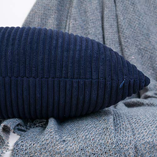 HWY 50 Navy Blue Corduroy Throw Pillow Covers 20x20 Set of 2 - Modern Home Decor