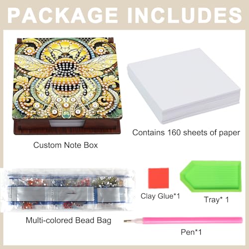 Bee Diamond Painting Memo Pad & Sticky Note Holder