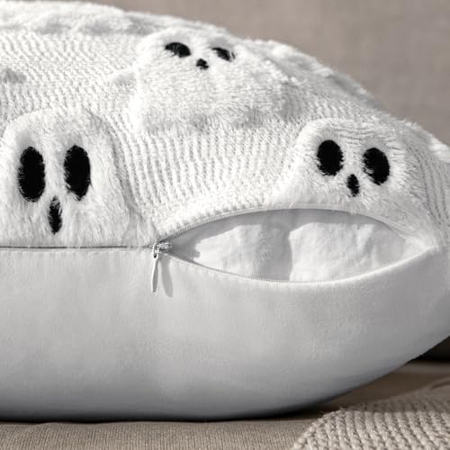 MIULEE Halloween Ghost Pillow Covers, 20x20 Inch Plush Faux Wool, Set of 2