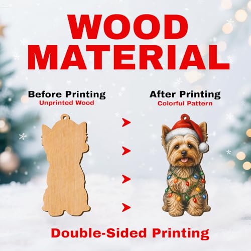 Yorkie Dog Christmas Ornament 2025 - Wooden Holiday Decor
