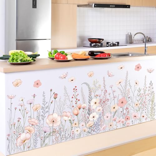 Floral Baseboard Wall Stickers - Removable Peel & Stick Decals